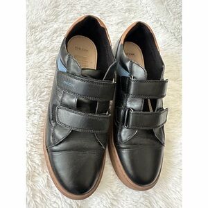 Geox Kids Black Leather Sneakers